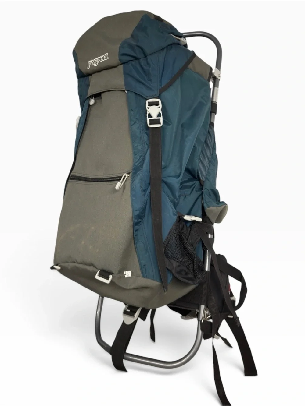 Vintage JanSport Carson 80L External Frame Hiking Backpack Gray Aluminum Pack